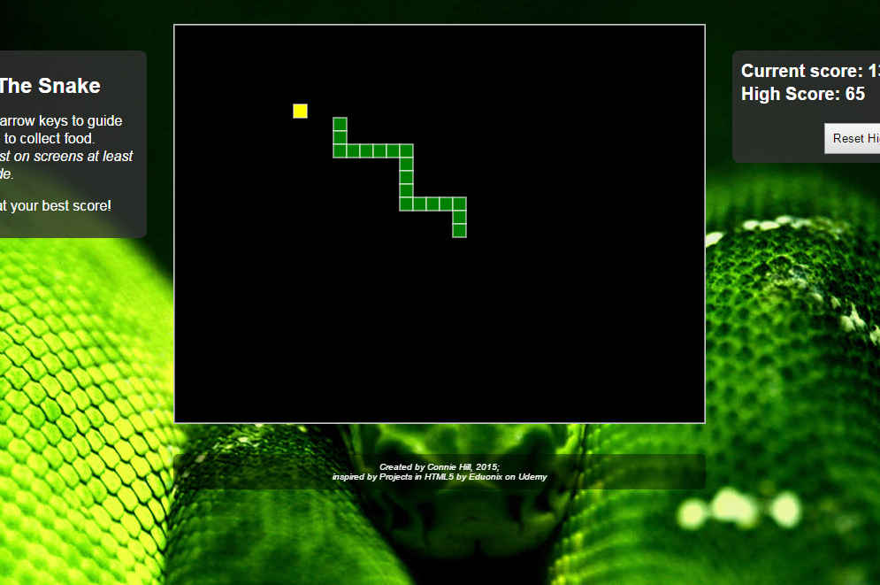 cropped screenshot of Feed the Snake game